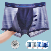 Bokserki męskie lodowy jedwab Mesh bokserki bielizna męska majtki męskie bokserki Homme Boxershorts Plus rozmiar majtek Sexy kalesony 3